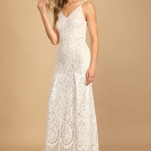 LuLu's Flynn White Lace Maxi Dress XXS